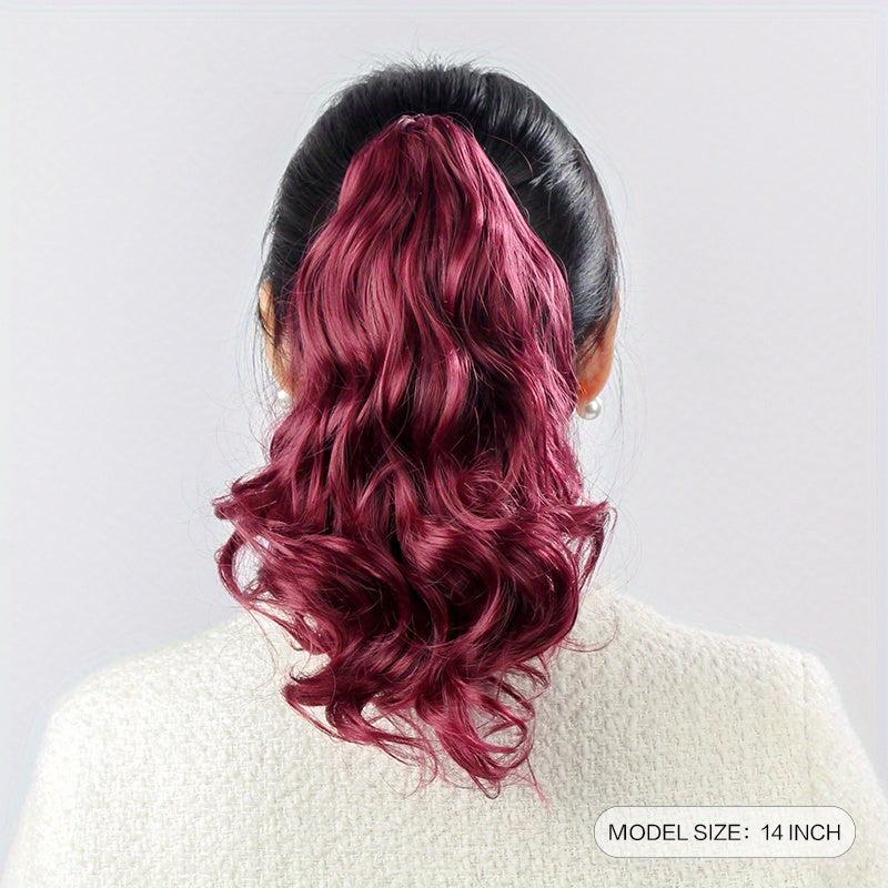 Short Curly Wavy Ponytail Extensions 56Cm Claw Clip In Hair Synthetic Fiber