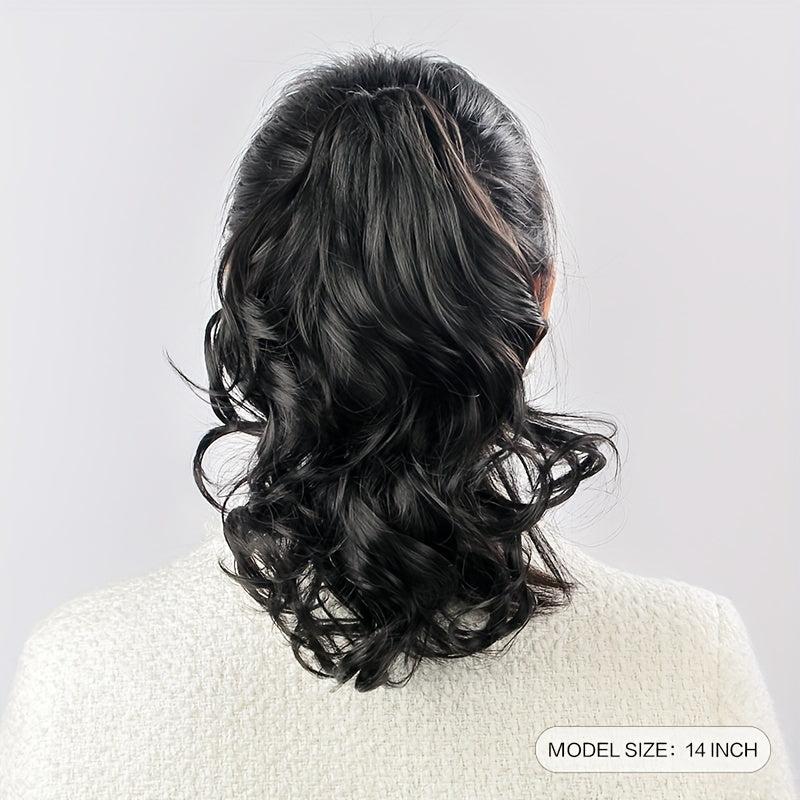 Short Curly Wavy Ponytail Extensions 56Cm Claw Clip In Hair Synthetic Fiber