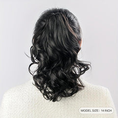 Short Curly Wavy Ponytail Extensions 56Cm Claw Clip In Hair Synthetic Fiber