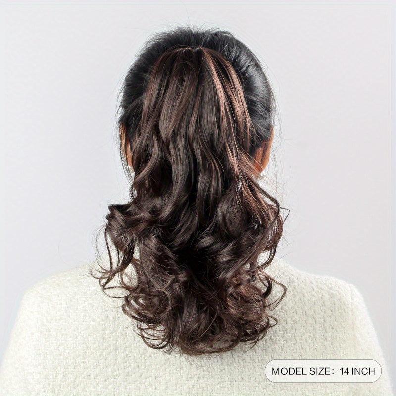 Short Curly Wavy Ponytail Extensions 56Cm Claw Clip In Hair Synthetic Fiber