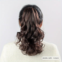 Short Curly Wavy Ponytail Extensions 56Cm Claw Clip In Hair Synthetic Fiber