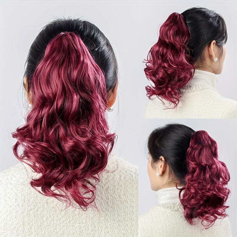 Short Curly Wavy Ponytail Extensions 56Cm Claw Clip In Hair Synthetic Fiber