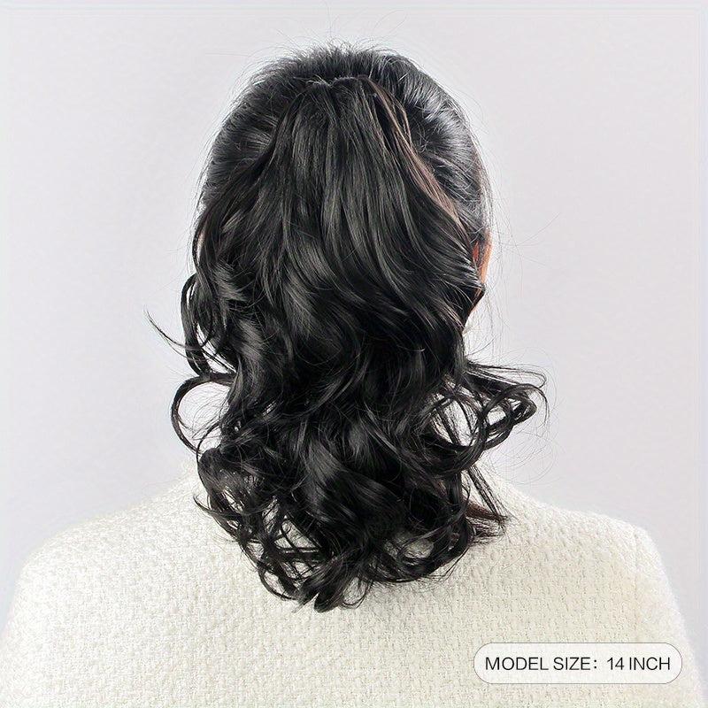 Short Curly Wavy Ponytail Extensions 56Cm Claw Clip In Hair Synthetic Fiber