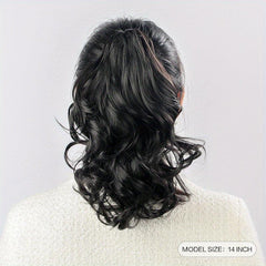 Short Curly Wavy Ponytail Extensions 56Cm Claw Clip In Hair Synthetic Fiber