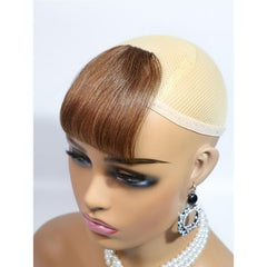 Chic Clip in Human Hair Toupee for Women with Curved Bangs