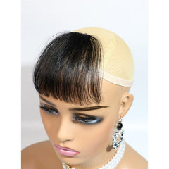 Chic Clip in Human Hair Toupee for Women with Curved Bangs