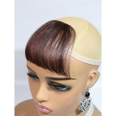 Chic Clip in Human Hair Toupee for Women with Curved Bangs