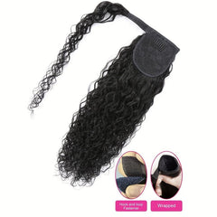 Water Wave Ponytail Human Hair Extensions 150 Density