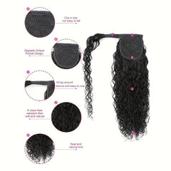 Water Wave Ponytail Human Hair Extensions 150 Density