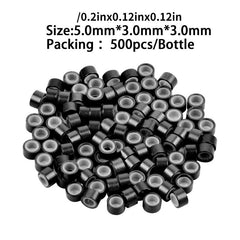 500pcs Silicone Micro Link Rings 5MMx3MM Lined Beads for Hair Extensions