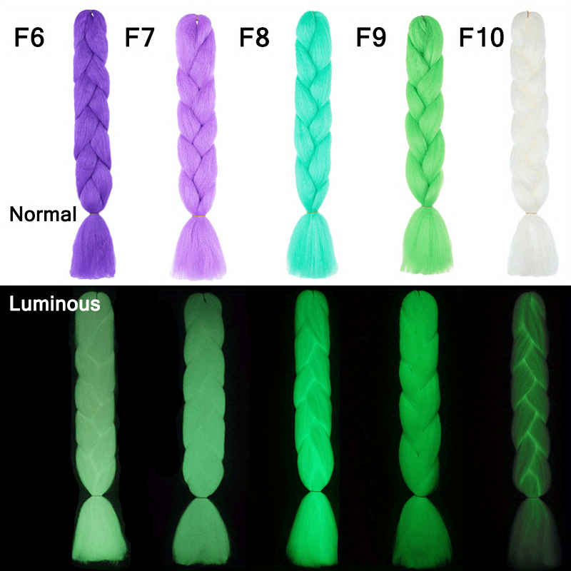 Neon Glowing Hair Florescent Light Braiding Hair Synthetic Jumbo Braids Sh...