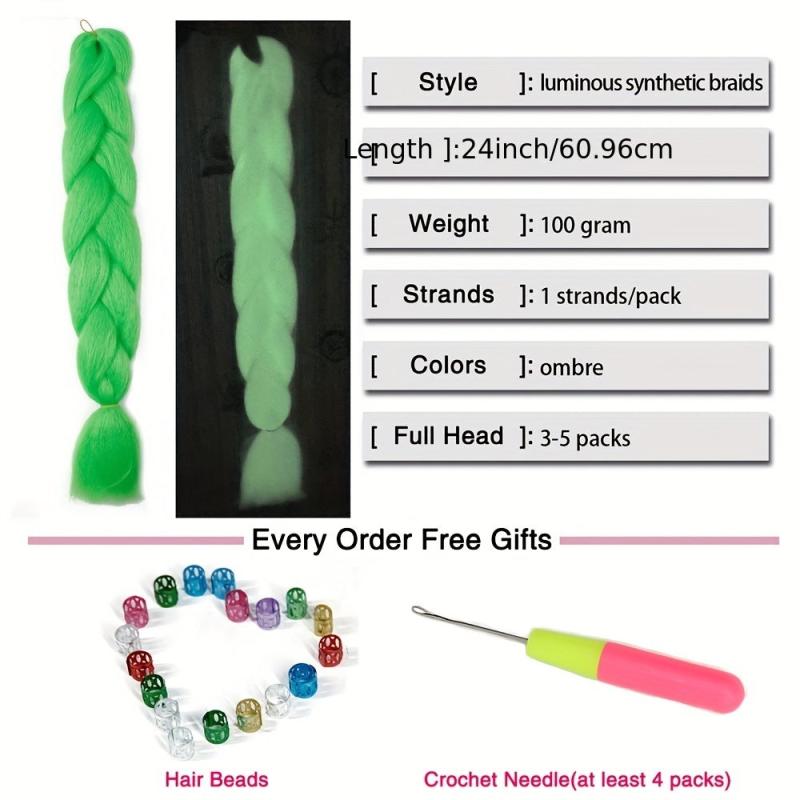 Neon Glowing Hair Florescent Light Braiding Hair Synthetic Jumbo Braids Sh...