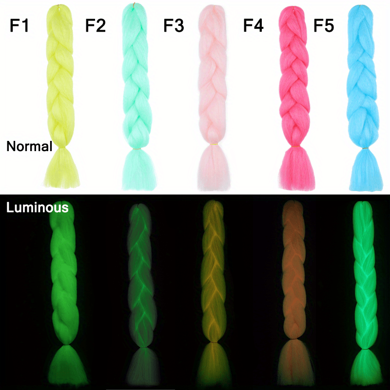 Neon Glowing Hair Florescent Light Braiding Hair Synthetic Jumbo Braids Sh...