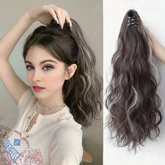 16 Inch Curly Wave Ponytail Extensions Claw Clip Synthetic Hair Piece