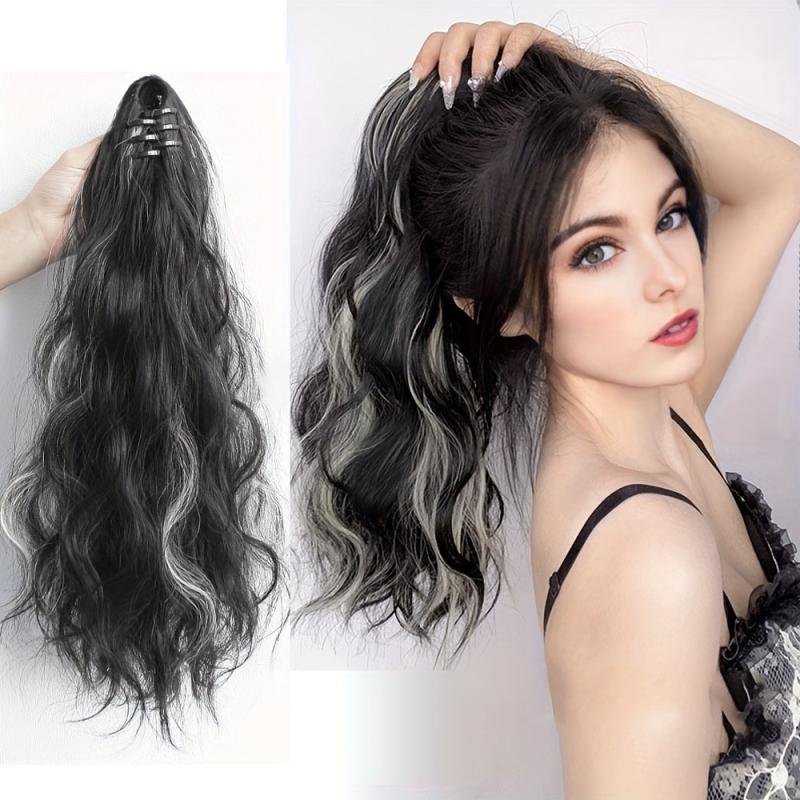 16 Inch Curly Wave Ponytail Extensions Claw Clip Synthetic Hair Piece