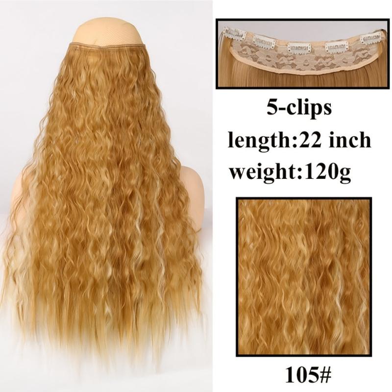 22 Inch Blonde Long Curly Hair Wig Clip In Hair Extended Wig Female