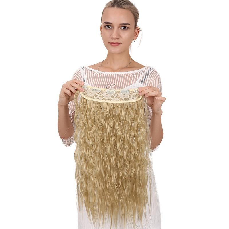 22 Inch Blonde Long Curly Hair Wig Clip In Hair Extended Wig Female