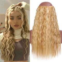 22 Inch Blonde Long Curly Hair Wig Clip In Hair Extended Wig Female
