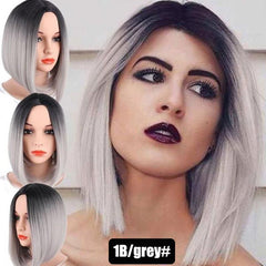 Ombre Bob Wig Two Tone Colored Synthetic Wigs For Women