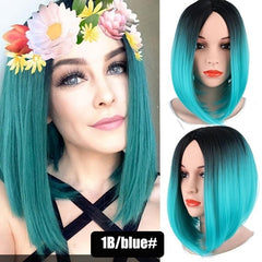 Ombre Bob Wig Two Tone Colored Synthetic Wigs For Women