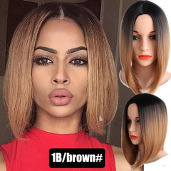 Ombre Bob Wig Two Tone Colored Synthetic Wigs For Women
