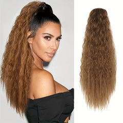 Kinky Curly Ponytail Extension Clip In Afro Brown Hair