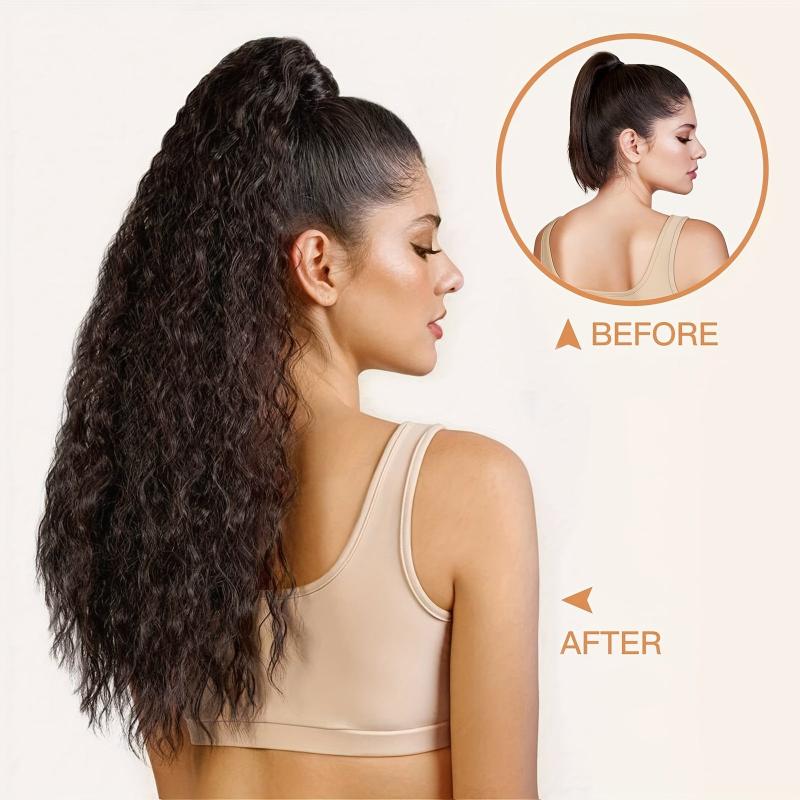 Kinky Curly Ponytail Extension Clip In Afro Brown Hair