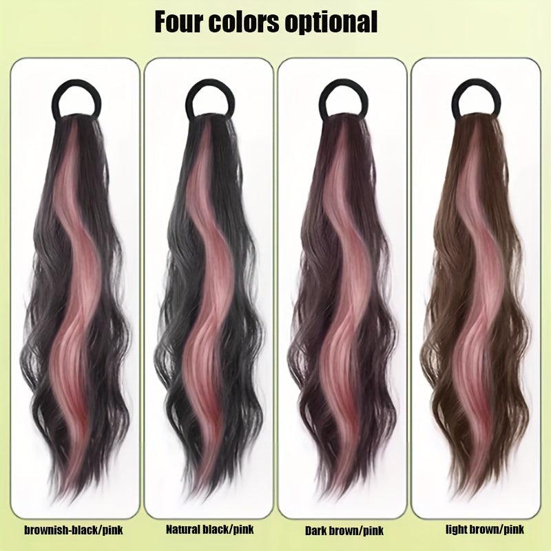 Long Wavy Ponytail Extensions Synthetic Hair Natural Look