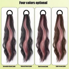 Long Wavy Ponytail Extensions Synthetic Hair Natural Look