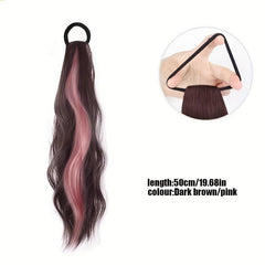 Long Wavy Ponytail Extensions Synthetic Hair Natural Look
