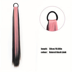 Long Wavy Ponytail Extensions Synthetic Hair Natural Look