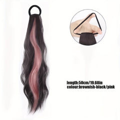 Long Wavy Ponytail Extensions Synthetic Hair Natural Look