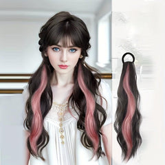 Long Wavy Ponytail Extensions Synthetic Hair Natural Look
