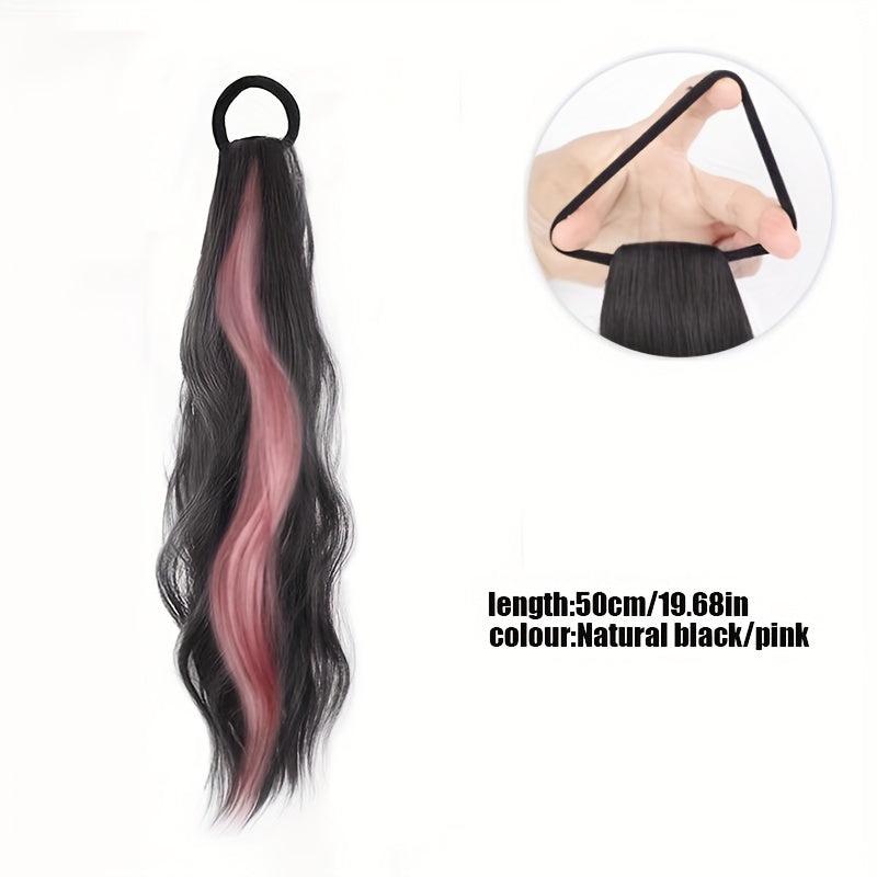 Long Wavy Ponytail Extensions Synthetic Hair Natural Look