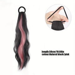 Long Wavy Ponytail Extensions Synthetic Hair Natural Look