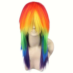 Rainbow Anime Cosplay Long Straight Wig For Party Costume Halloween