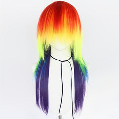 Rainbow Anime Cosplay Long Straight Wig For Party Costume Halloween