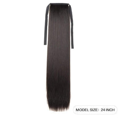 Bandage Ponytail Clip In Synthetic Hair Extension Wrap Around Straight Ponytail