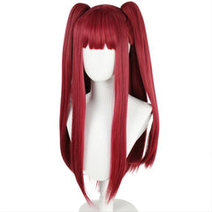 Wine Red Straight Wig with Bangs Cosplay Anime Synthetic Hair Costume