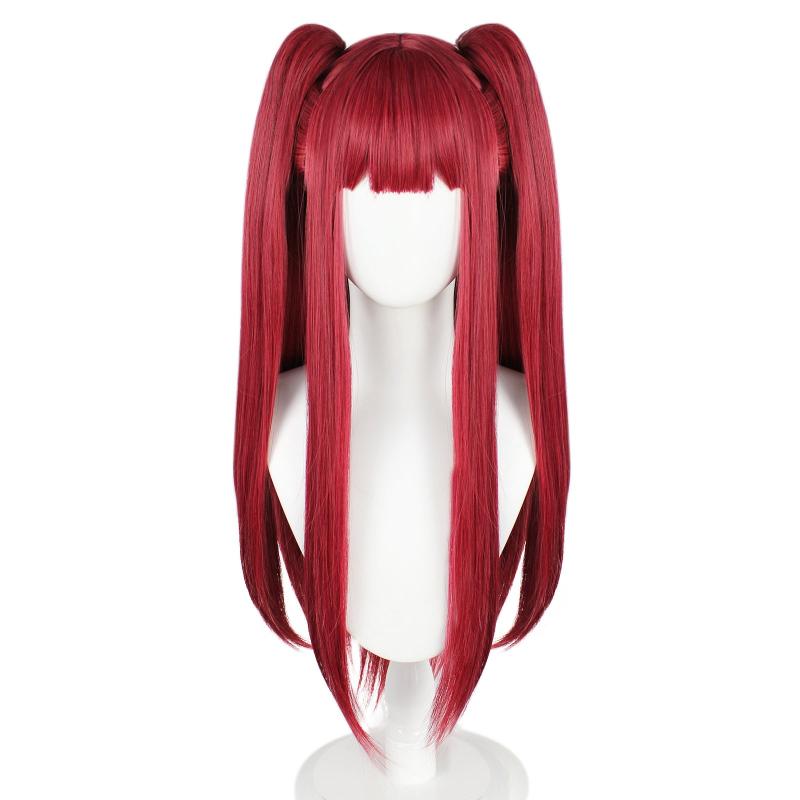 Wine Red Straight Wig with Bangs Cosplay Anime Synthetic Hair Costume