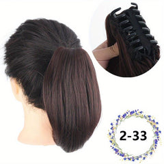 Short Curly Ponytail Extension Claw Hair Piece 10 Inch Synthetic Light Brown