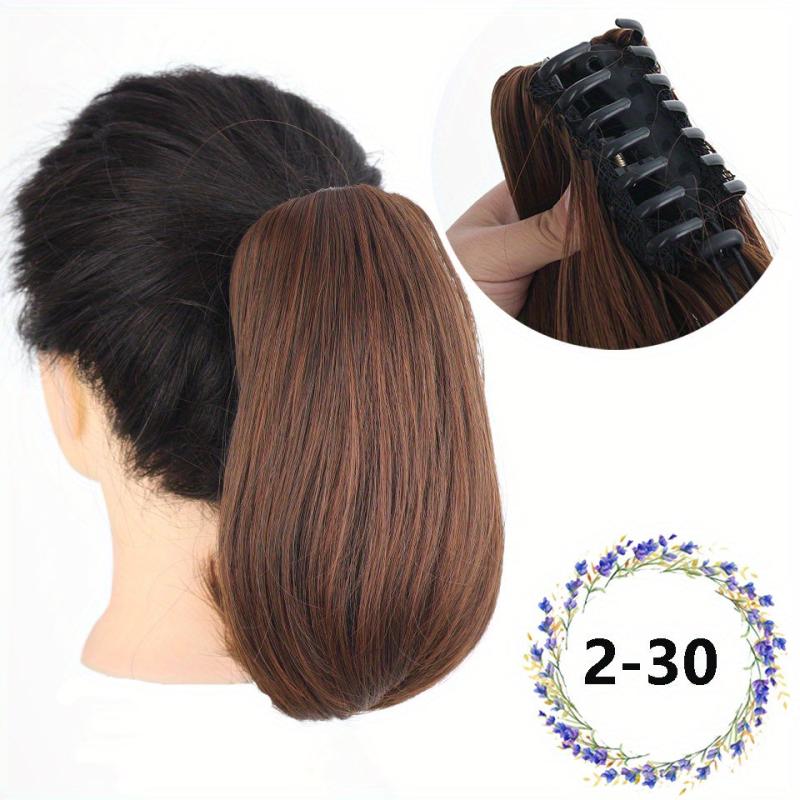 Short Curly Ponytail Extension Claw Hair Piece 10 Inch Synthetic Light Brown