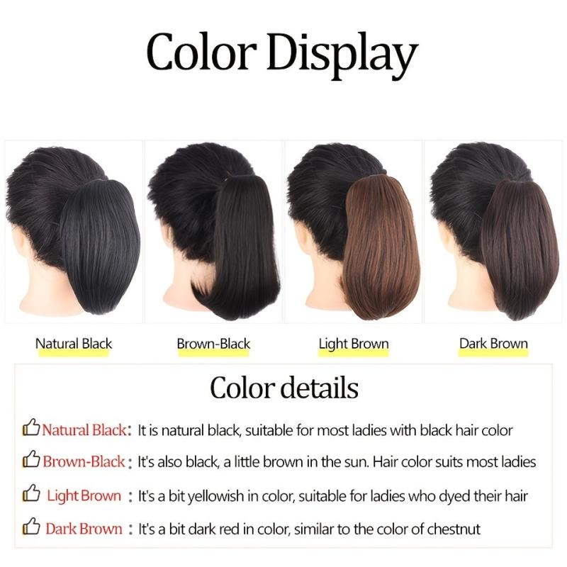 Short Curly Ponytail Extension Claw Hair Piece 10 Inch Synthetic Light Brown