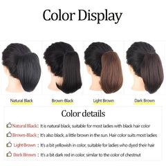 Short Curly Ponytail Extension Claw Hair Piece 10 Inch Synthetic Light Brown