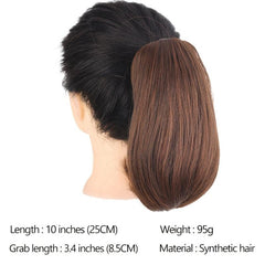 Short Curly Ponytail Extension Claw Hair Piece 10 Inch Synthetic Light Brown