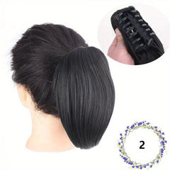 Short Curly Ponytail Extension Claw Hair Piece 10 Inch Synthetic Light Brown