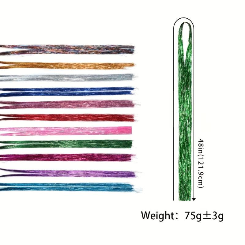 7pcs Y2K Tinsel Hair Extension - Rainbow Colors