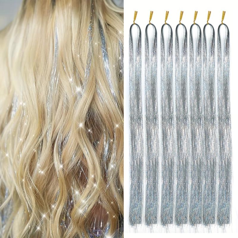 7pcs Y2K Tinsel Hair Extension - Rainbow Colors