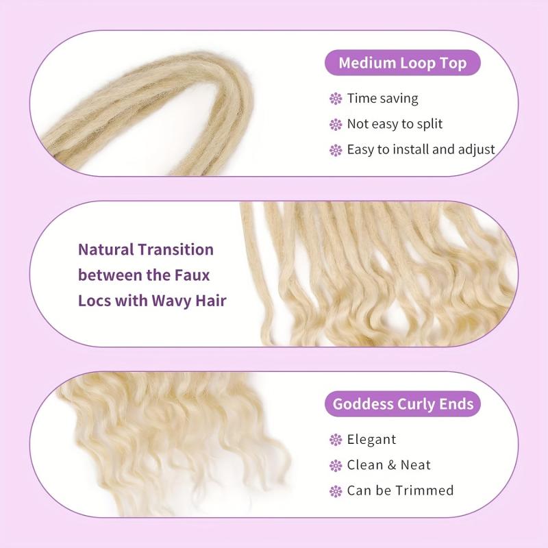 60 96 Cm Blonde Dreadlock Extensions With Curly Ends