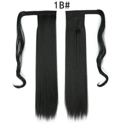 Long Straight Ponytail Hair Extensions Synthetic Heat Resistant Hair Wrap Around
